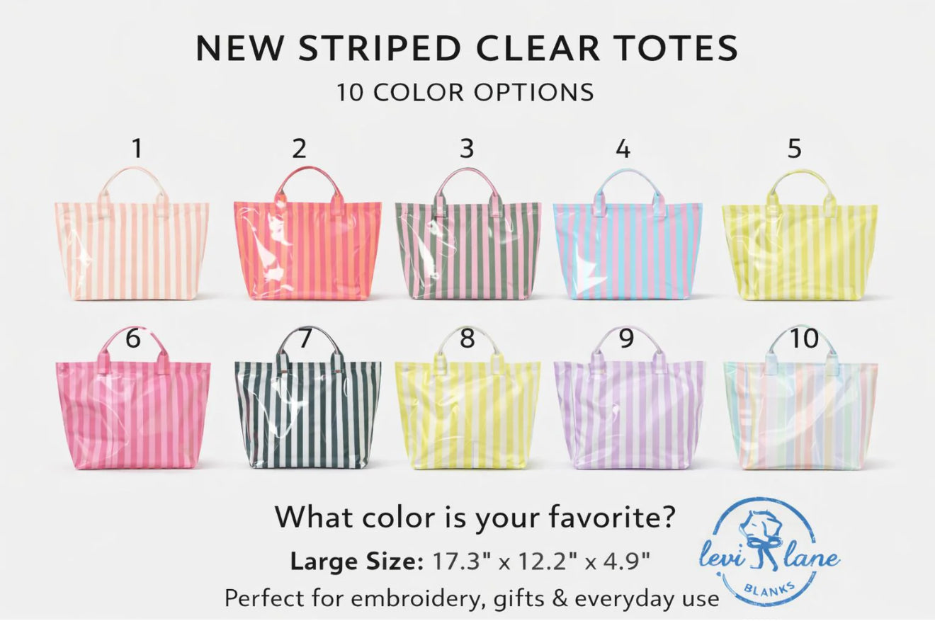 Personalized Striped Clear Tote