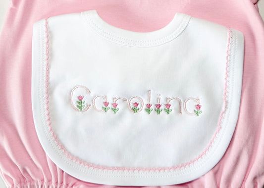 Bib| Pink Picot Trim
