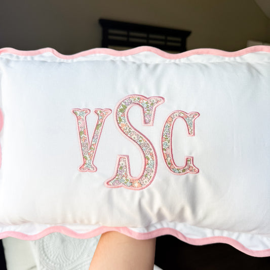 Custom Scalloped Monogram Pillow