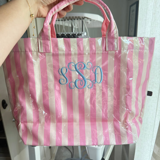 Personalized Striped Clear Tote