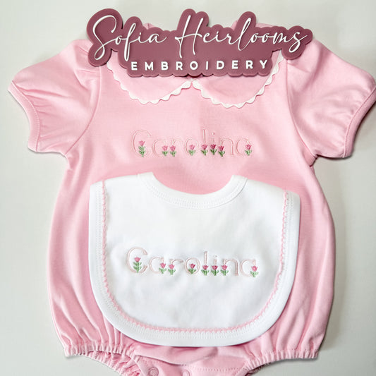 Short Sleeve Scalloped Collar Bubble|Pink