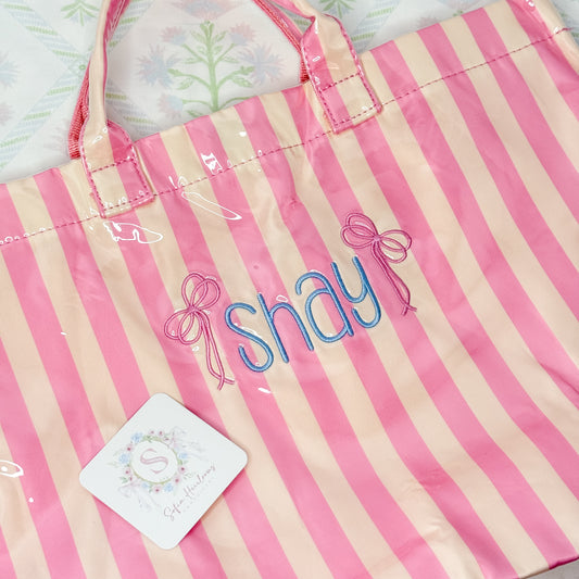 Personalized Striped Clear Tote
