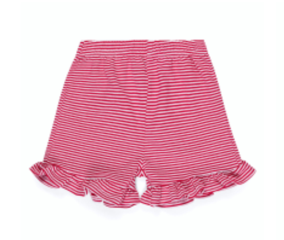 Girls Striped Ruffle Shorts