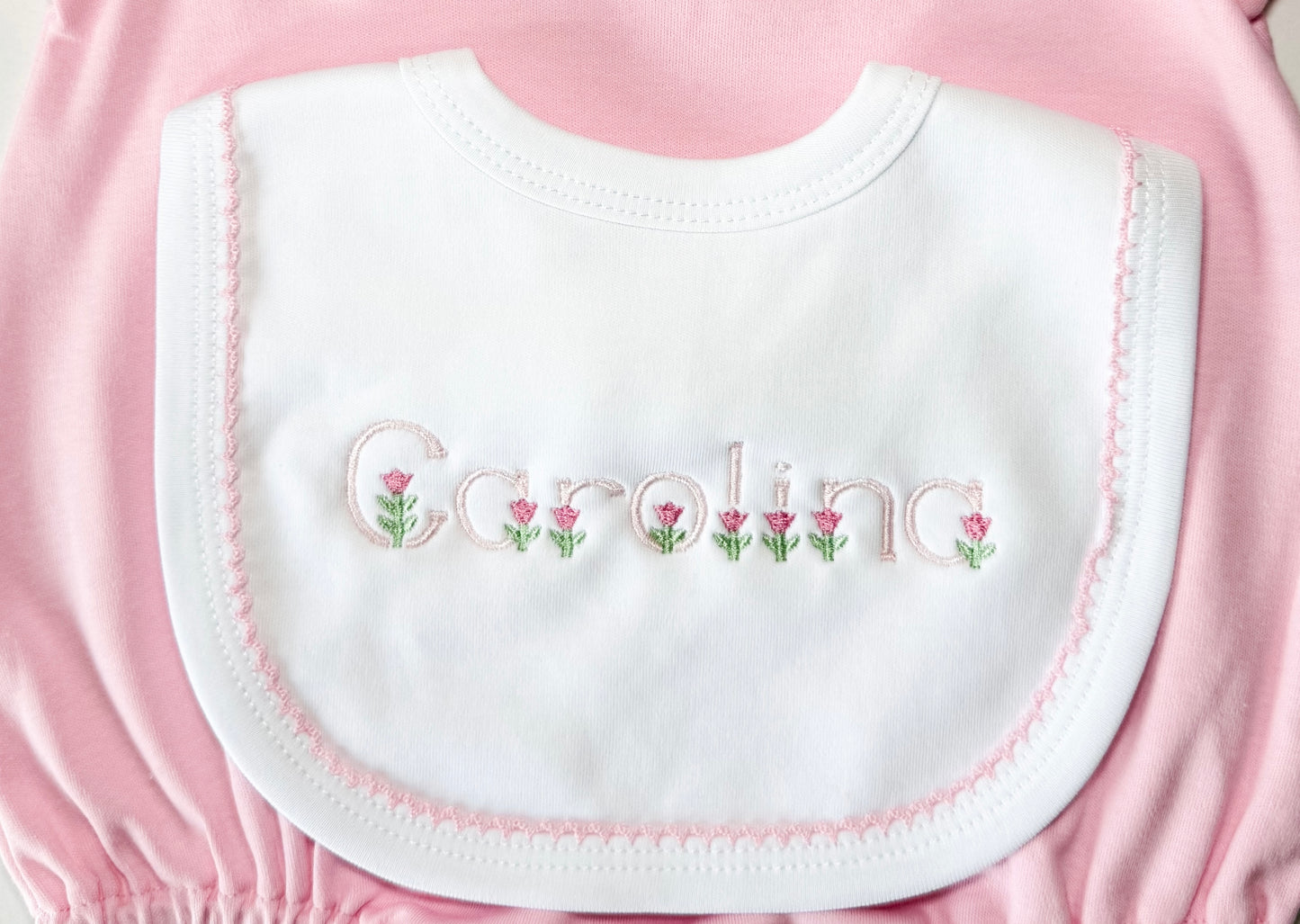 Bib| Pink Picot Trim