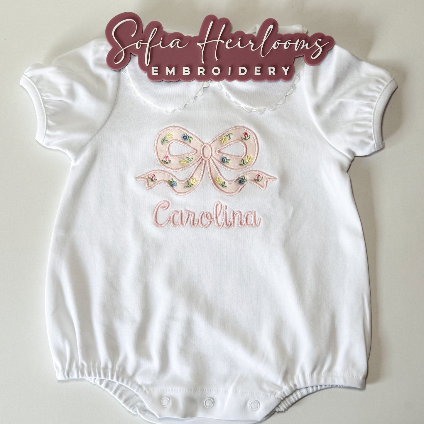 Short Sleeve Scalloped Collar Bubble|White