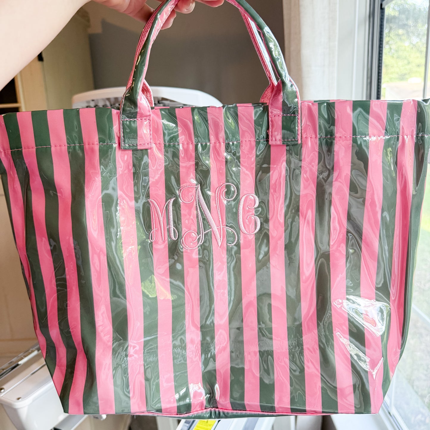 Personalized Striped Clear Tote