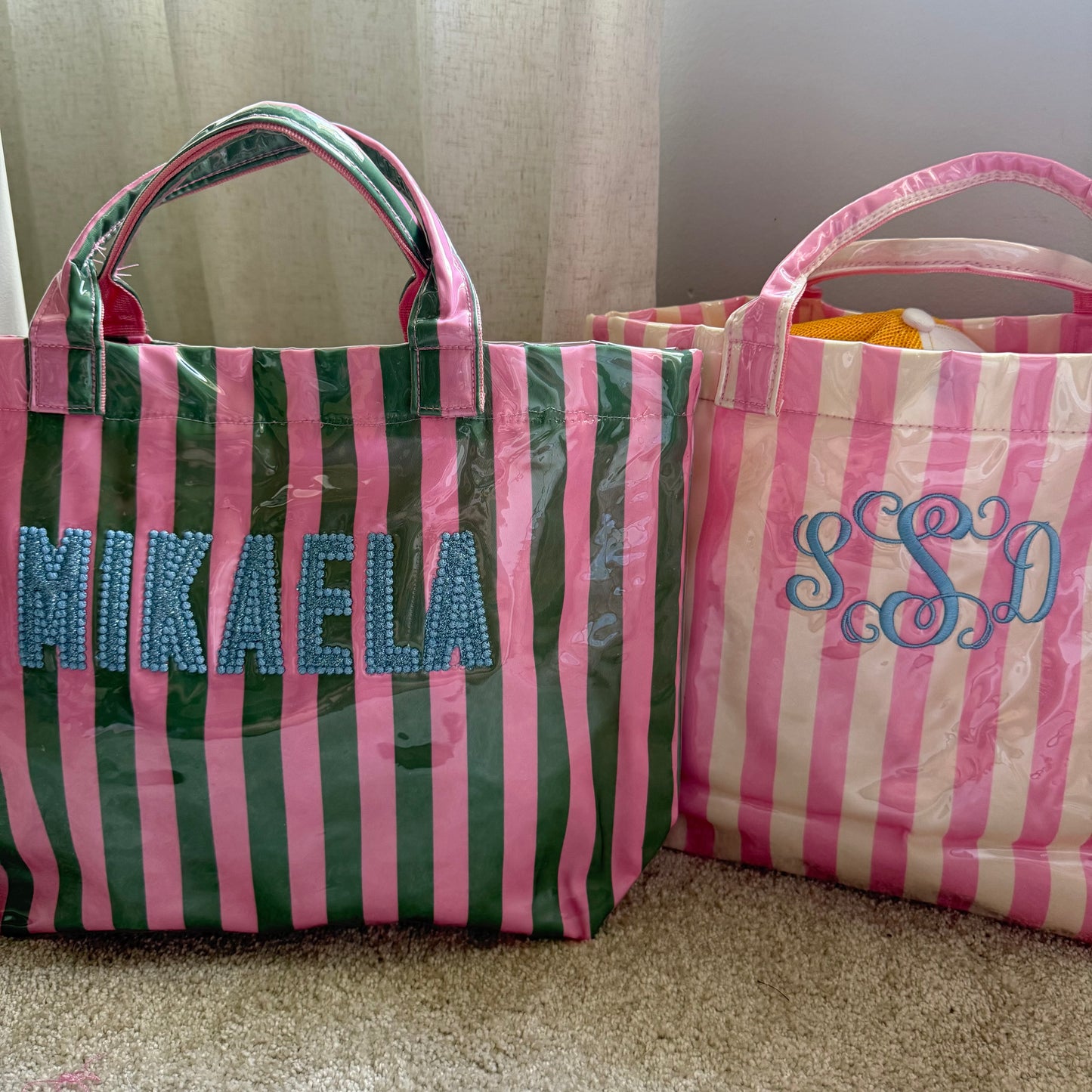 Personalized Striped Clear Tote
