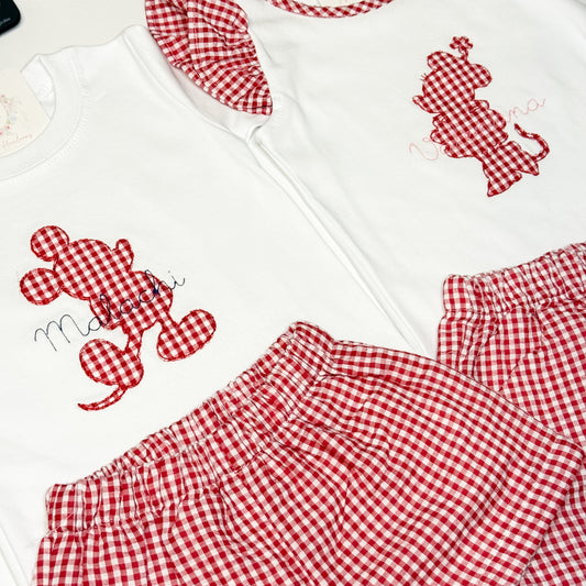 Personalized Red Gingham Character Set