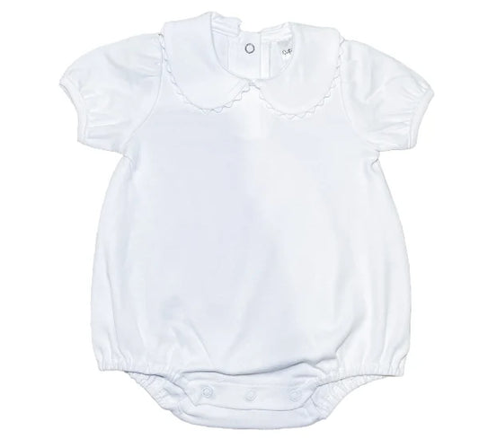 Short Sleeve Scalloped Collar Bubble|White